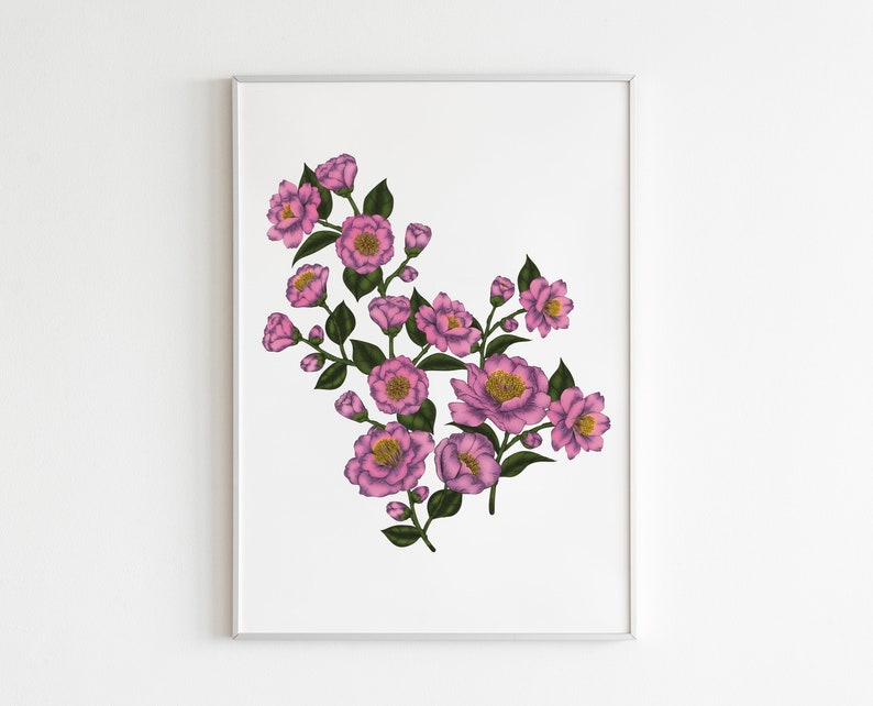 Floral Wall Art, Mother's Day Gift, Flower Wall Art, Camellia Art Print, Botanical Art Print, Garden Wall Art, Botanical Decor, Gift For Her image 1