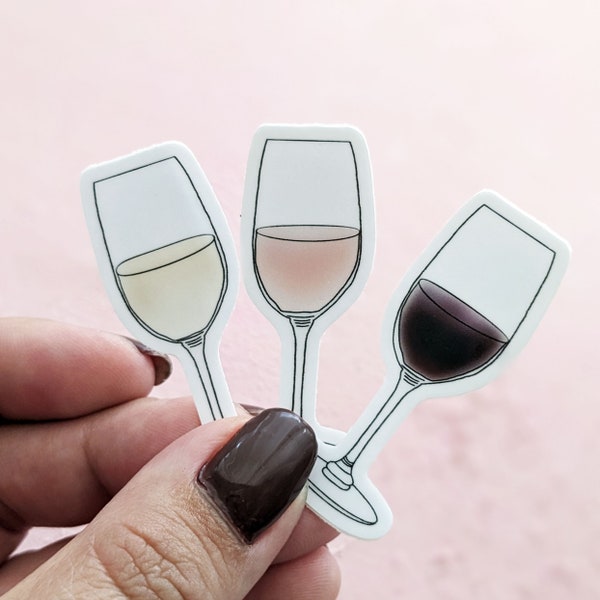 Wine Glass Sticker Set, Graduation Gifts,  Cheers Sticker, Rose Wine Sticker, Red Wine Sticker, White Wine Sticker, Wine illustration