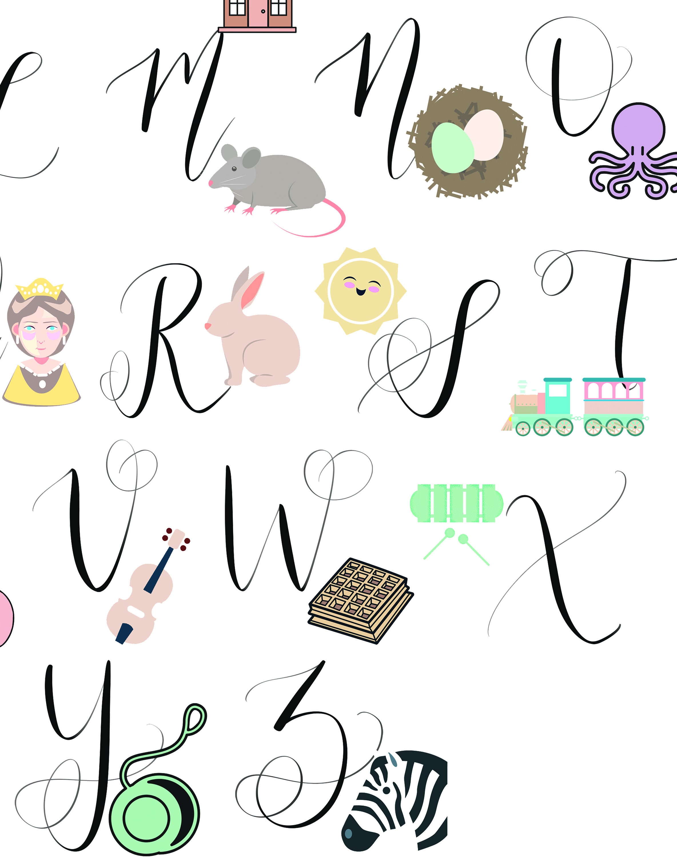 Horizontal Alphabet Art Print Alphabet Poster Nursery Print | Etsy
