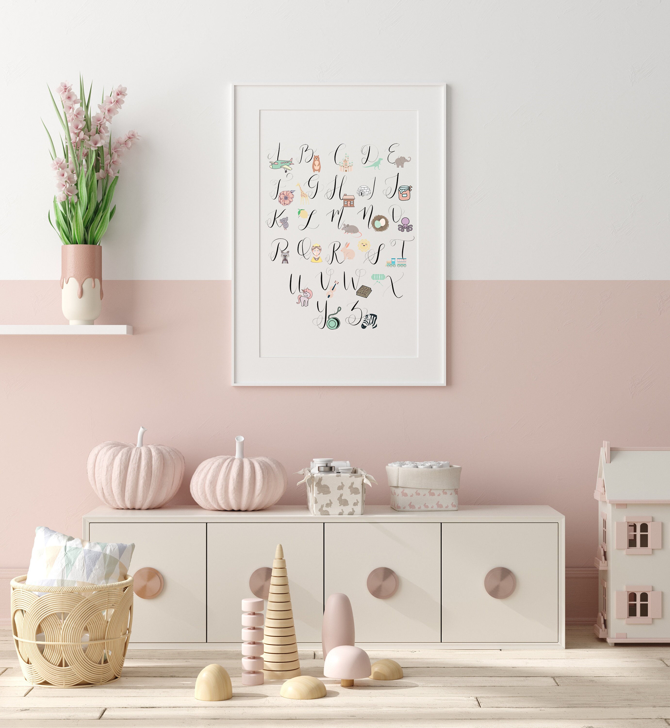 Alphabet Art Print Alphabet Poster Nursery Print Nursery | Etsy
