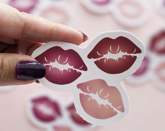 Valentine's Day Sticker, Sexy Romantic Sticker, Kiss Me Vinyl Sticker, Red and Pink Lips, Water Bottle Sticker, Waterproof Vinyl Sticker