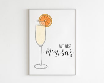 But First Mimosas, Mimosa Bar Sign, Bridal Brunch Decor, Bar Cart Decor, Cocktail Wall Art, Brunch Home Decor, Mimosa Cocktail Wall Art