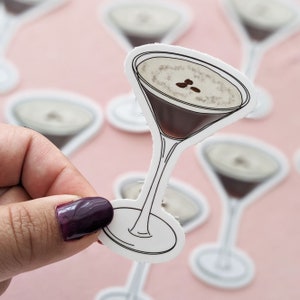 Espresso Martini Sticker, Waterproof Vinyl Sticker, Martini Cocktail Sticker, Caffeine Lover, Espresso Sticker image 1