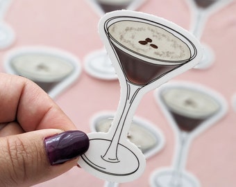 Espresso Martini Sticker, Waterproof Vinyl Sticker, Martini Cocktail Sticker, Caffeine Lover, Espresso Sticker