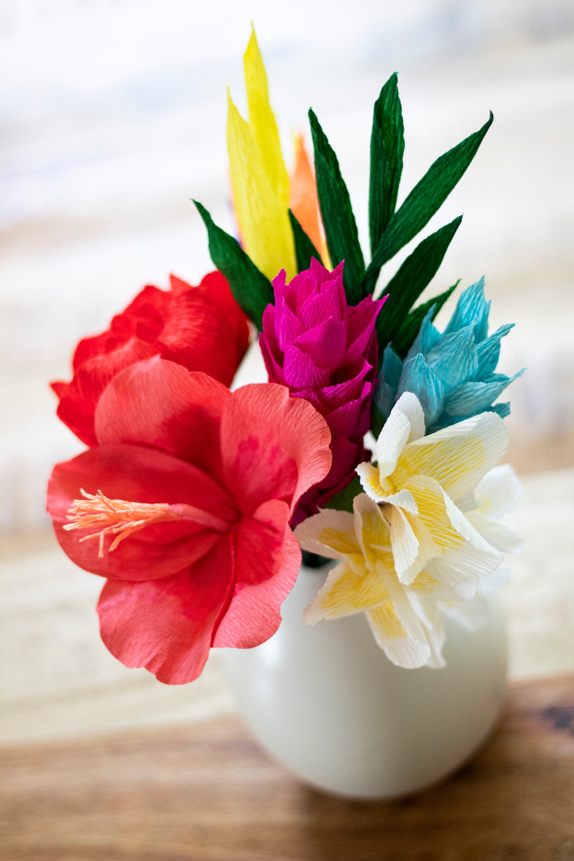 Tropical Paper Flowers Paper Flower Bouquet Crepe Paper Etsy