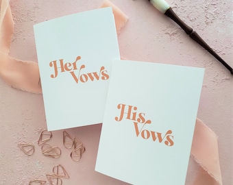 His and Her Vow Books, Terracotta Wedding Vow Books, Retro Wedding Vow Books Set of 2, Vow Books Husband and Wife, Retro Font Vow Books