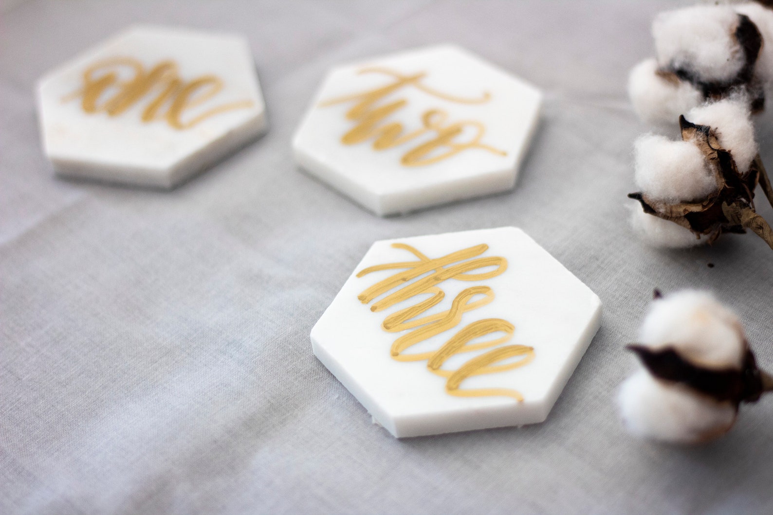 Hexagonal Tile Table Numbers Wedding Calligraphy Tile - Etsy