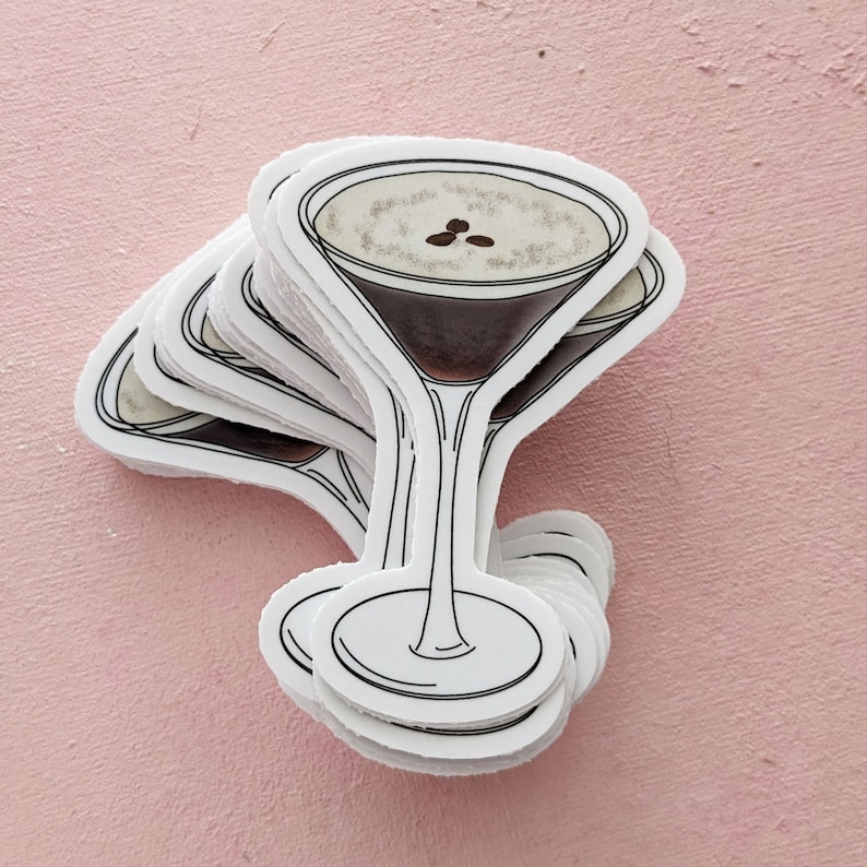 Espresso Martini Sticker, Waterproof Vinyl Sticker, Martini Cocktail Sticker, Caffeine Lover, Espresso Sticker image 4