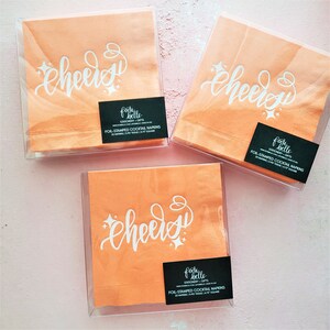 Game Day Orange Party Napkins, Football Sunday Napkins, Halloween Party Napkins, Fall Orange Cocktail Napkins, Cheers Pumpkin Napkins zdjęcie 2