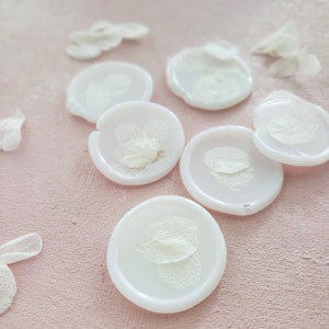 White Hydrangea Wax Seals, White Flower Petals Wax Seal, Vellum Wax Seal, Self Adhesive Wax Seal, Dried Flower Wax Seal, DIY Boho Wedding image 3