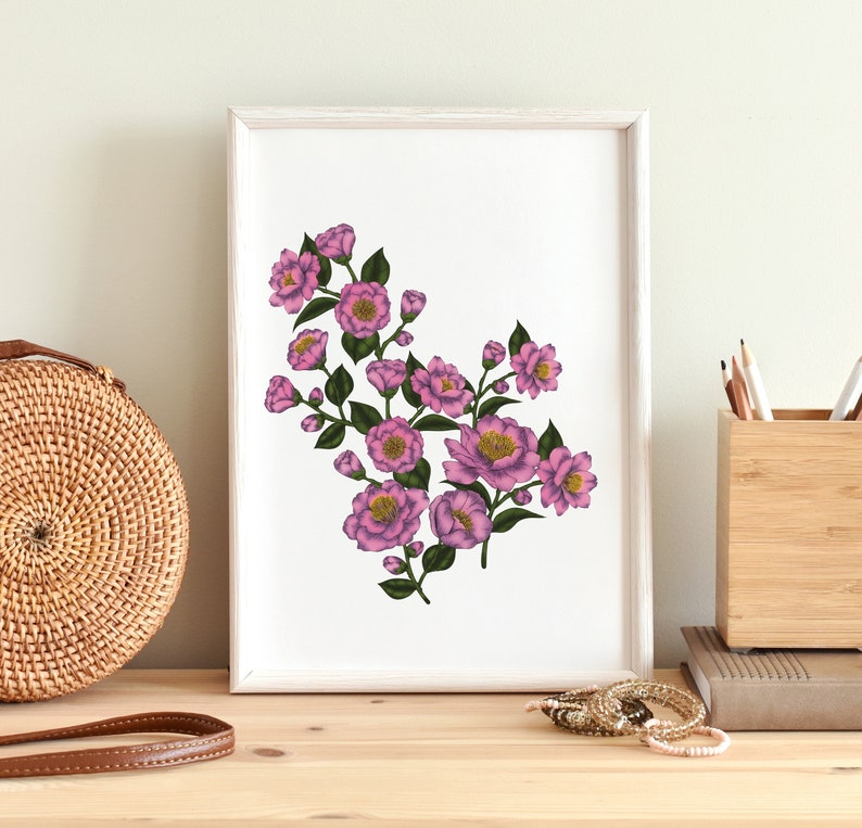 Floral Wall Art, Mother's Day Gift, Flower Wall Art, Camellia Art Print, Botanical Art Print, Garden Wall Art, Botanical Decor, Gift For Her image 3