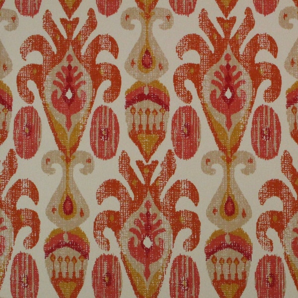 P Kaufmann MATADOR CANTALOUPE Red Orange Ikat Trellis Upholstery Pillow Crafts Cushion Bedding Fabric By The Yard 54"Wide