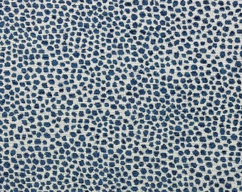Ballard Designs TULLY TEAL Blue White Woven Raised Animal Spots Chenille Upholstery Pillow Cushion Bedding Fabric By The Yard 54"Wide