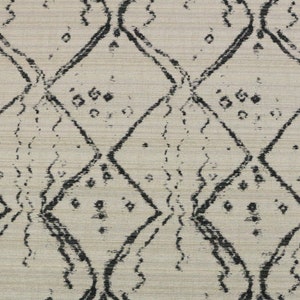 Ballard Designs KOKO BLACK CHARCOAL Geometric Global Diamond Woven Jacquard Upholstery Pillow Cushion Bedding Fabric By The Yard 54"Wide