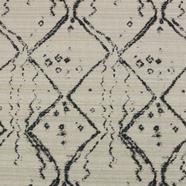 Ballard Designs KOKO BLACK CHARCOAL Geometric Global Diamond Woven Jacquard Upholstery Pillow Cushion Bedding Fabric By The Yard 54"Wide