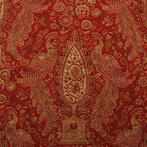 Waverly JEWEL TOWER MASALA Red Bronze Birds Paisley Furniture Pillow Drapery Craft Upholstery Bedding 100% Cotton Fabric By Yard 54&quot;W