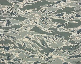 ABU Air Force Tiger Stripe Gray Camouflage NY/CO Twill Army Military Apparel Uniform Fabric By 1/2(0.5) Yard 65"W