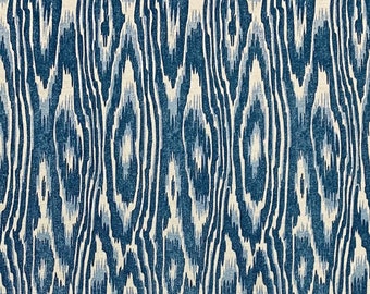 Tela de algodón Ballard Designs DARCY BLUE con imitación de madera Ikat, para almohadas, cojines, tapicería, ropa de cama y cortinas, cortada a medida, 54" de ancho.