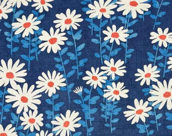 NOVOGRATZ Endless Daisies Blue Mood Orange Floral 100% bawełniana poduszka poduszka tapicerka pościel zasłony designerska tkanina cięta na wymiar 54" szerokości