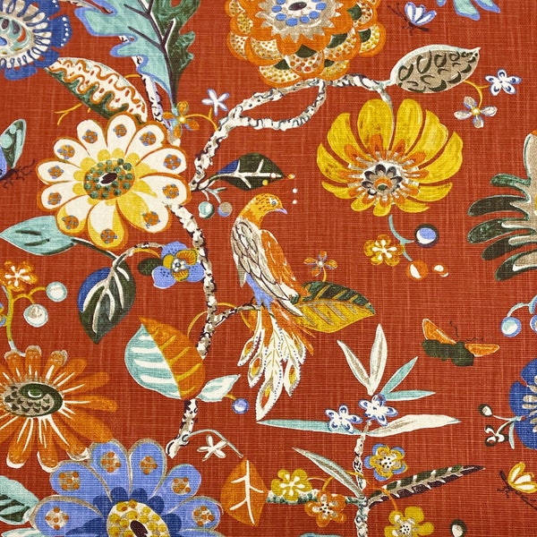 Orange Floral Fabric - Etsy