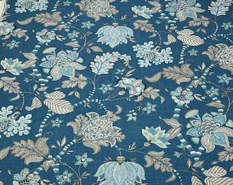 P Kaufmann BOWEN RESIST Azul Jacobino Floral Vinha Cortina Estofado Travesseiro Almofada Tecido de Linho pelo Quintal 54" de largura