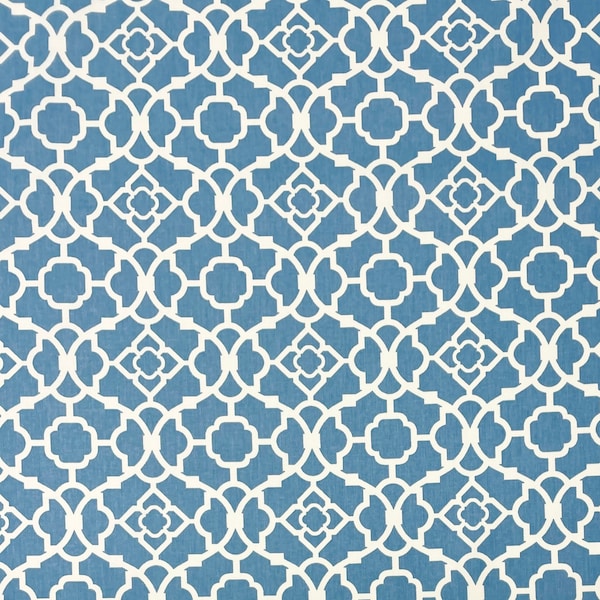 Waverly LOVELY LATTICE Azure Blue Off White Trellis Upholstery Pillow Craft Cushion Bedding 100% Cotton Sateen Fabric By The Yard 54"Wide