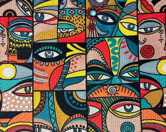 COVINGTON ALL EYES on Me Multi Abstract Contemporary Craft Pillow Cushion Upholstery Bedding Drapery Printed Chenille Fabric By Yard 54"Wide