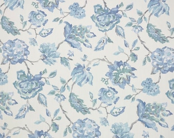 Cortinas Ballard Designs SPRINGDALE BLUE Leaf Acuarela Floral Enredadera Tapicería Almohada Ropa de cama Tela exclusiva cortada a medida 54" de ancho