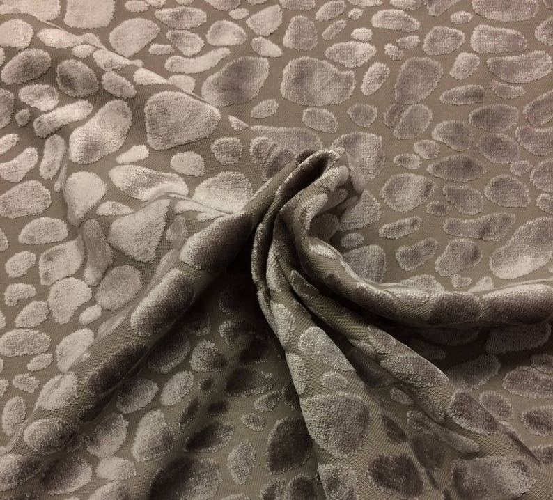 Ballard Designs LEOPARD VELVET TAUPE Gray Cheetah Velvet Pillow Cushion Upholstery Bedding Drapery Fabric By The Yard 56Wide #BD462