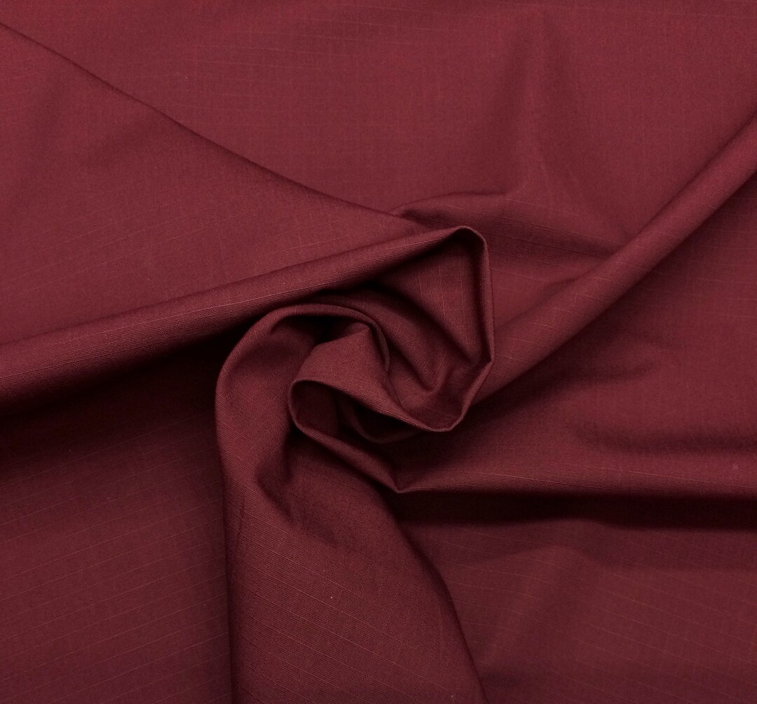 BURGUNDY MAROON 100% Cotton Ripstop Apparel Grade Uniform Tear ...