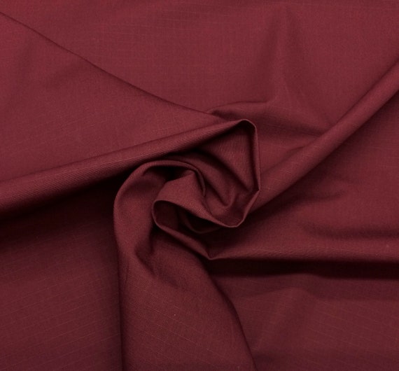 BURGUNDY MAROON 100% Cotton Ripstop Apparel Grade Uniform Tear Resistant Crafts Bags Cotton Durabel Fabric 67"Wide