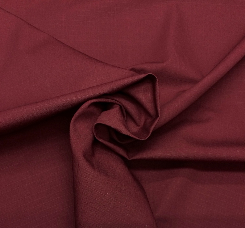 BURGUNDY MAROON 100% Cotton Ripstop Apparel Grade Uniform Tear Resistant Crafts Bags Cotton Durabel Fabric 67"Wide image 1