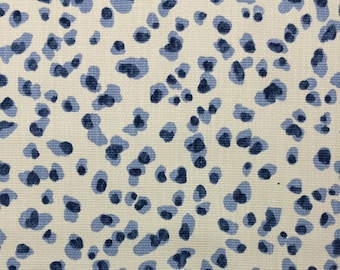 Ballard Designs MIRA BLUE Leopard Spots Cheetah Animal Craft Pillow Cushion Upholstery Bedding Drapery Fabric By The Yard 54&quot;Wide