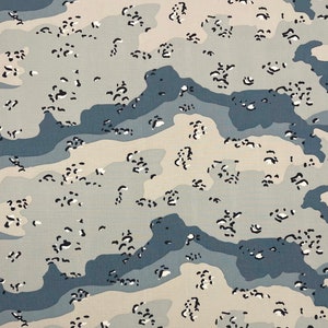 Chocolate Chip Gray Grey Six Color Border NY/CO Ripstop Military Spec Camo Apparel Uniform Bags Tear Resistant Fabric By 1/2(0.5) Yard 66&quot;W
