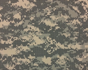 Tela de nailon y algodón ACU NY/CO Ripstop, para camuflaje digital, para uniformes militares, bolsas resistentes al desgarro, 1/2 (0.5) yarda, 60" de ancho