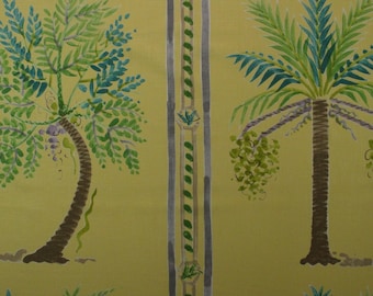 BRAEMORE PALM ISLAND Sunshine gelb grün Palm Tree tropischen Leinen Kissen Gardinen Möbelbezugsstoff Meterware 54 "breit #D3278