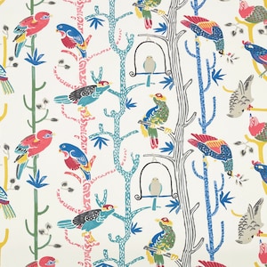 Waverly BIRDHOUSE CHATTER PRISM Modern Birds on Vine Furniture Pillow Drapery Craft Upholstery Bedding 100% Cotton Fabric By Yard 54&quot;W