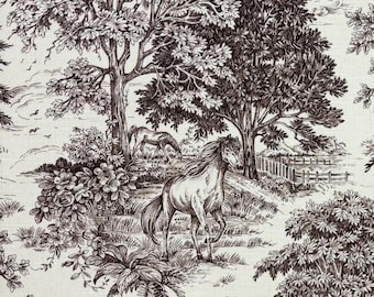 COVINGTON YELLOWSTONE DRIFTWOOD Brown Horse Deer Dog Country Toile Upholstery Pillow Craft Cushion Drapery Bedding Linen Fabric By Yard 54"W