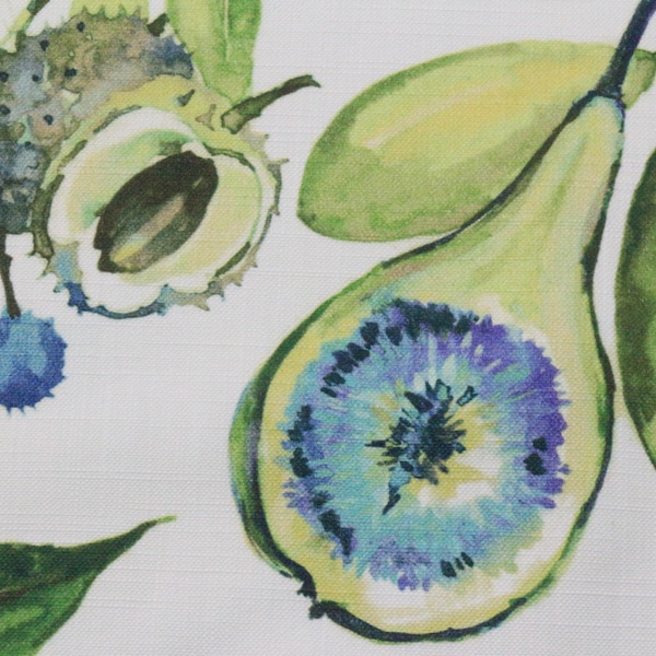 Ballard Designs ALANA BLUE Green Fruit Leaf Floral Drapery Curtains Upholstery Pillow Craft Bedding Exclusive Fabric By Yard 54"Wide