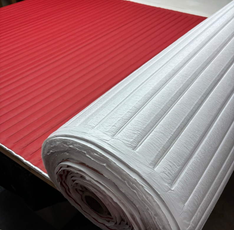 Premium PATTERNED PLEATED Red VINYL Raised Ribbed Faux Leather Auto Rv ...