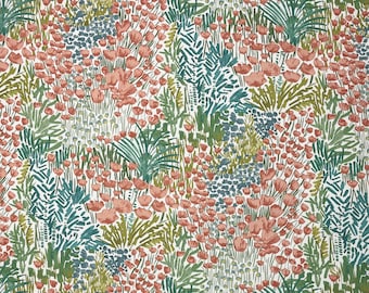 Ballard Designs BETTY FLORAL MULTI Watercolor Brushstroke Vine Drapery Curtains Upholstery Pillow Craft Bedding Linen Fabric By Yard 54"Wide