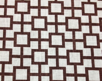 ROBERT ALLEN CATS Cradle Amber Brown Geometric Squares Linen Upholstery Craft Cushion Bedding Multiuse Fabric By Yard 54"Wide