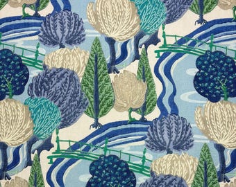 P Kaufmann PARTERRE GARDEN BLUE Sky Abstract Trees Modern Asian Craft Pillow Cushion Tapicería Ropa de cama Cortina Tela cortada a medida 54" Ancho