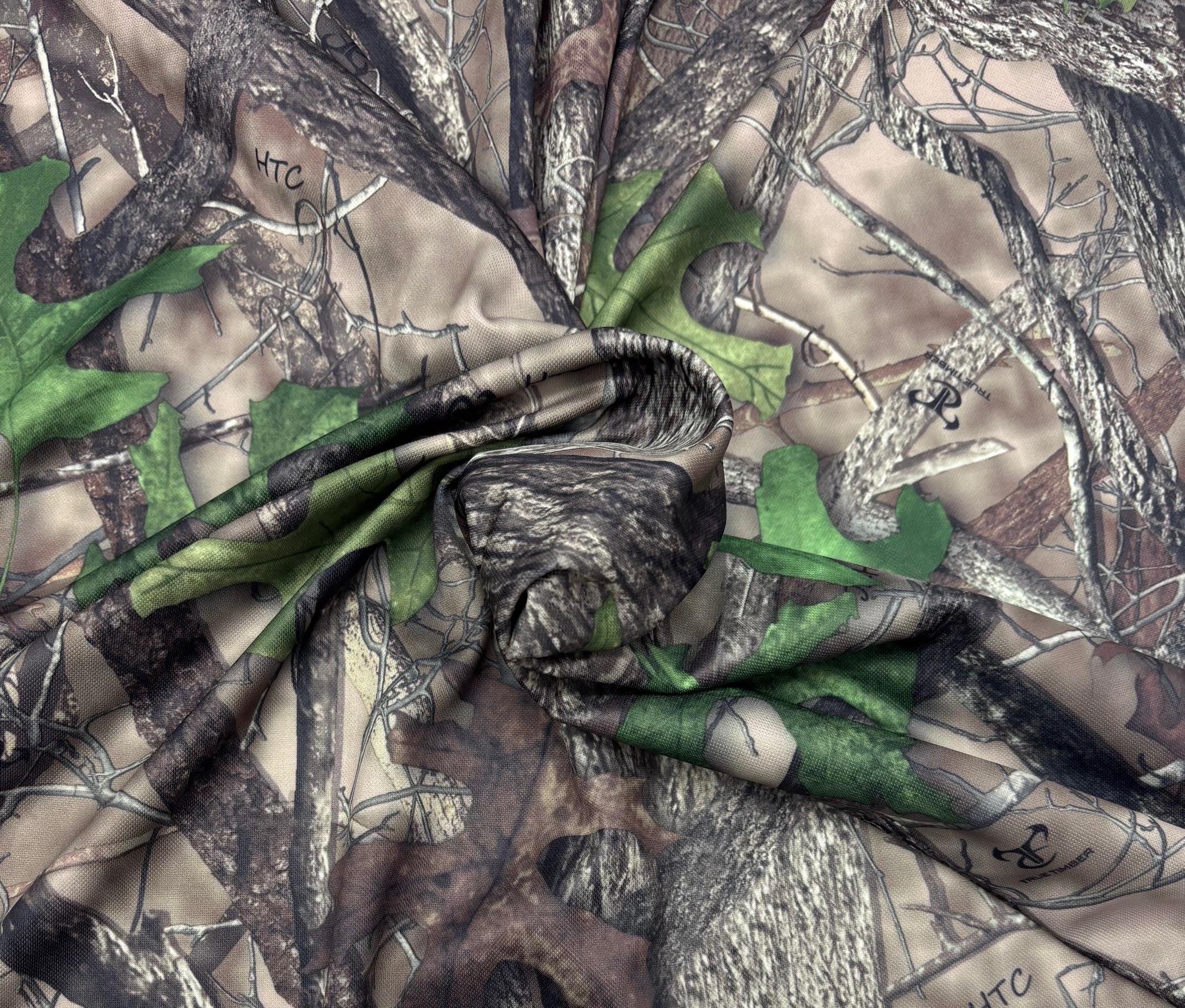 TRUE TIMBER HTC Green Brown Camouflage Wooded Polyester Knit
