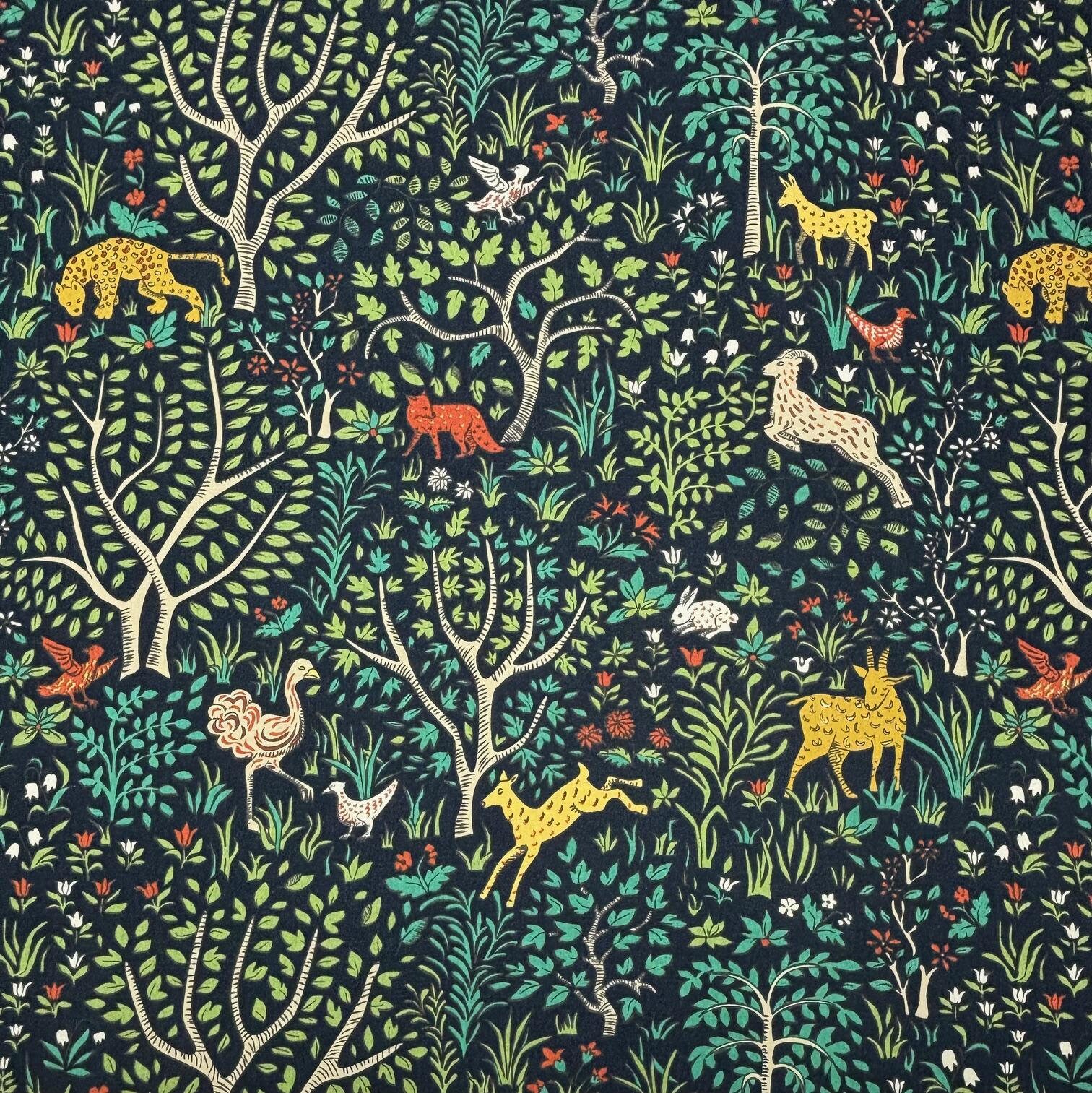 ROBERT Allen FOLKLAND ADMIRAL Blue White Abstract Forest Animals Bird Upholstery Craft Cushion Bedding Multipurpose Fabric By Yard 54"Wide