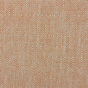 May include: A close-up of a woven fabric with a repeating diamond pattern in shades of orange and white.