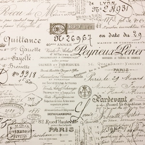 May include: A vintage-style background with a brown and white color scheme. The background features a variety of text and stamps, including the words "Vente Achat Echange", "Proprietes & Terrains", "Defaucamberege", and "Paris, le 29 Mars".