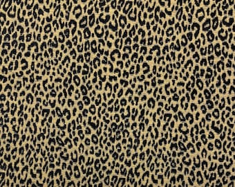 Designer LUXURY LEOPARD CHENILLE Ebony Black Gold Ocelot Pillow Craft Cushion Furniture Upholstery Woven Fabric By Yard 57"Wide