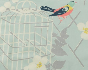 KATE SPADE Kravet BIRDSONG Uccelli blu acqua Gabbia per uccelli Toile liscio 100% cotone Cuscino Cuscino Tendaggio Biancheria da letto Tessuto tagliato su misura 54"Larghezza