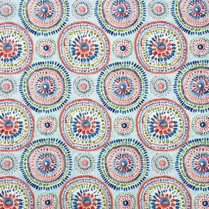 Waverly CAROUSEL LUNA Blue Green Red Geometric Medallion Furniture Pillow Drapery Craft Upholstery Bedding 100% Cotton Fabric By Yard 54&quot;W